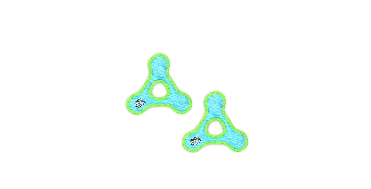Jr Triangle Ring Tiger Blue-Green, 2-Pack Dog Toys - Bright Blue