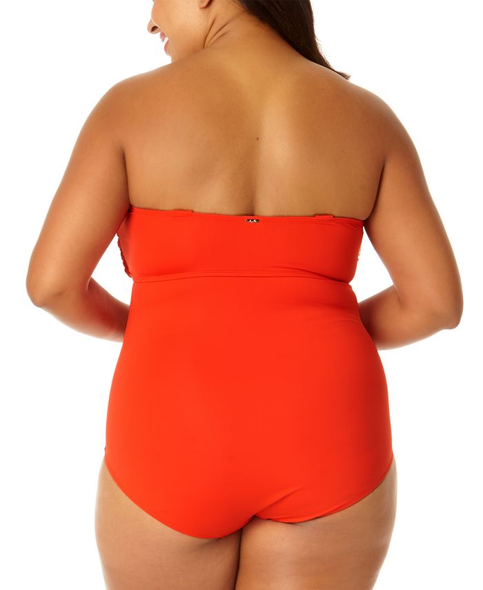 Anne Cole Plus Size Twist Front Shirred Bandeau One Piece Swimsuit Macys 4099