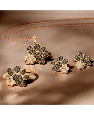 Nude™ & Chocolate&reg; Diamond Paw Prints 20" Pendant Necklace (3/8 ct. t.w.) in 14k Rose Gold