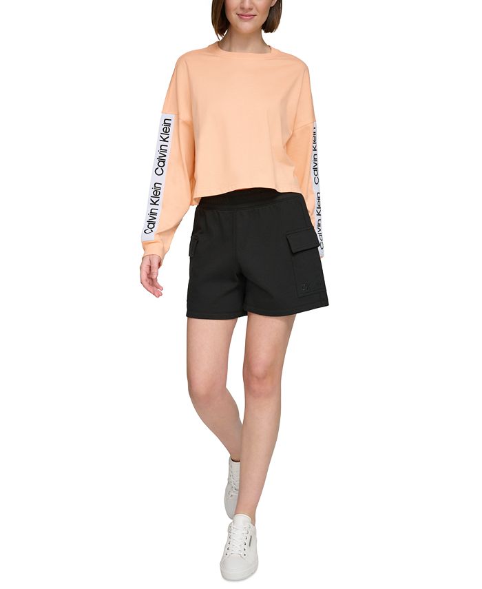Calvin Klein Calvin Klein Women's Cotton Logo-Sleeve Tee - Macy's