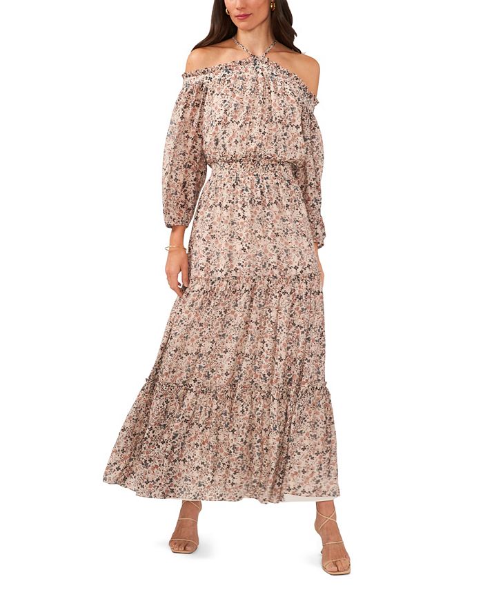 Cold shoulder hotsell halter dress