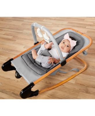 Baby Rock with me 2-in-1 Rocker and Stationary Seat | Compact Portable Rocker with Removable Toys Bar & Hanging Toys
