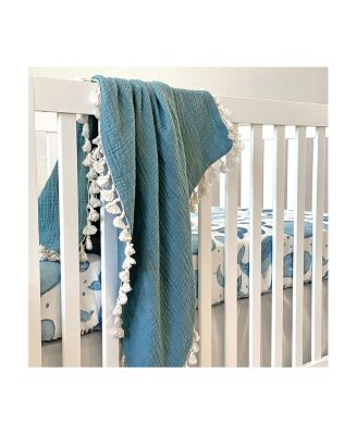 Baby Boys 6 Layer Muslin Tassel Blanket