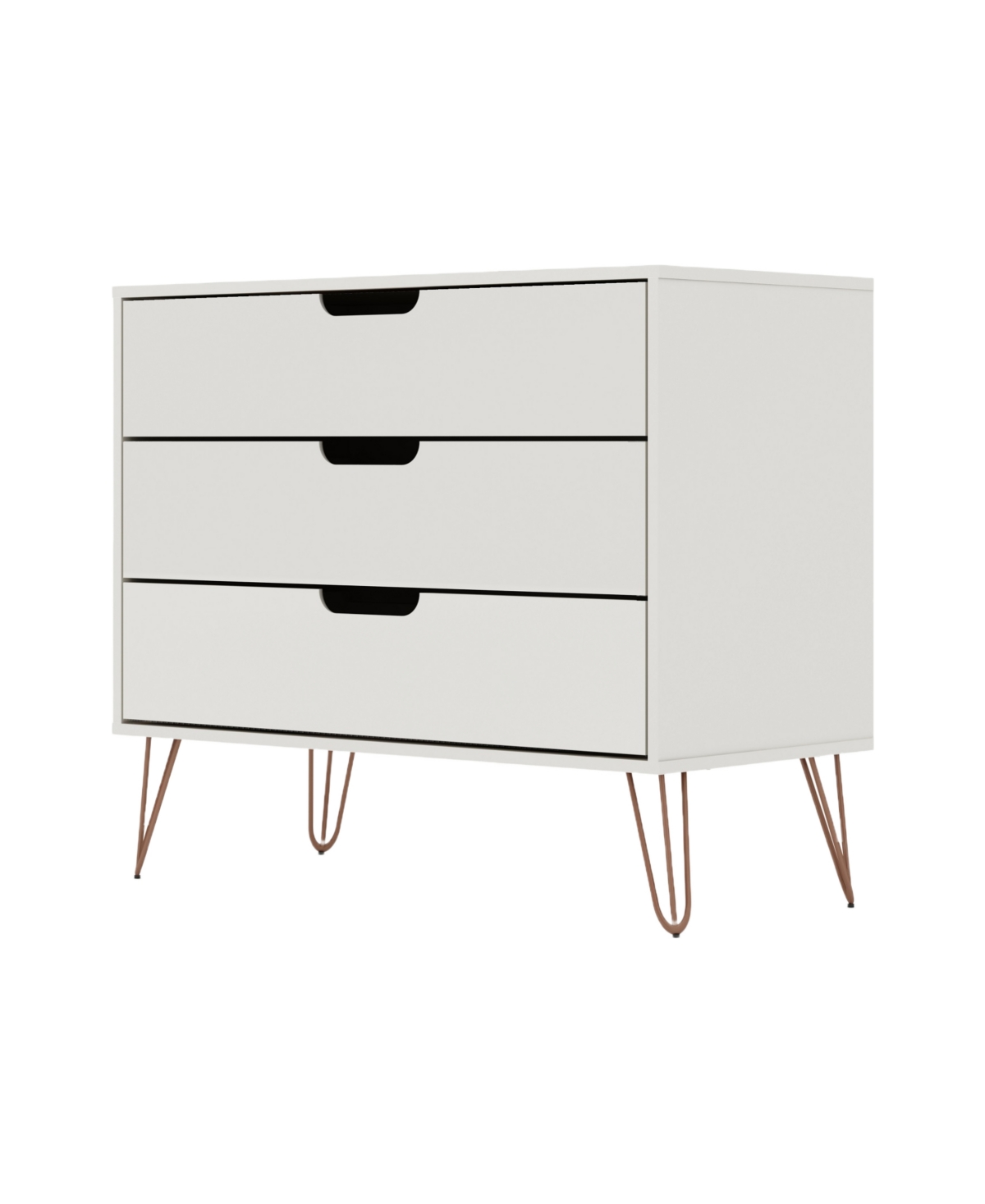 Manhattan Comfort Rockefeller Medium Density Fiberboard 3-drawer Dresser In Off White And Nature