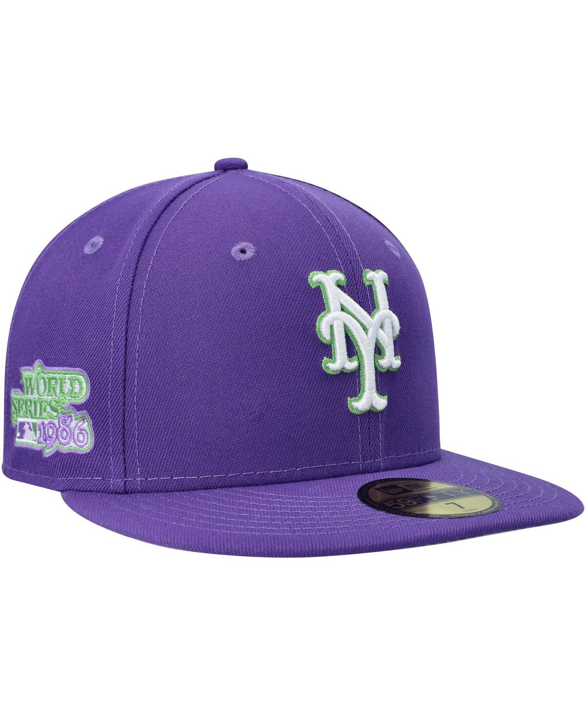 Shop New Era Men's  Purple New York Mets Lime Side Patch 59fifty Fitted Hat