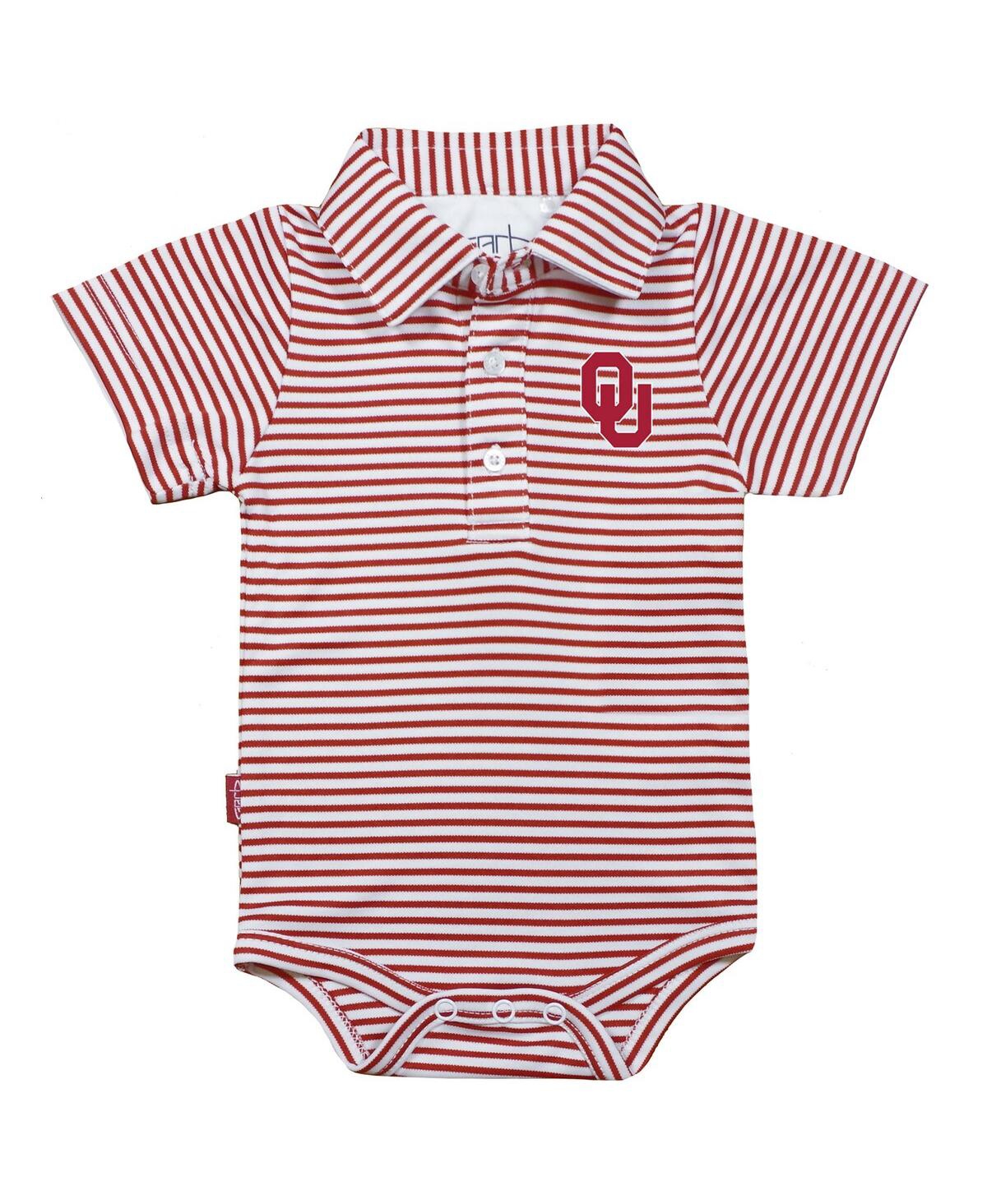Garb Babies' Infant Boys And Girls  Crimson, White Oklahoma Sooners Carson Striped Short Sleeve Bodysuit