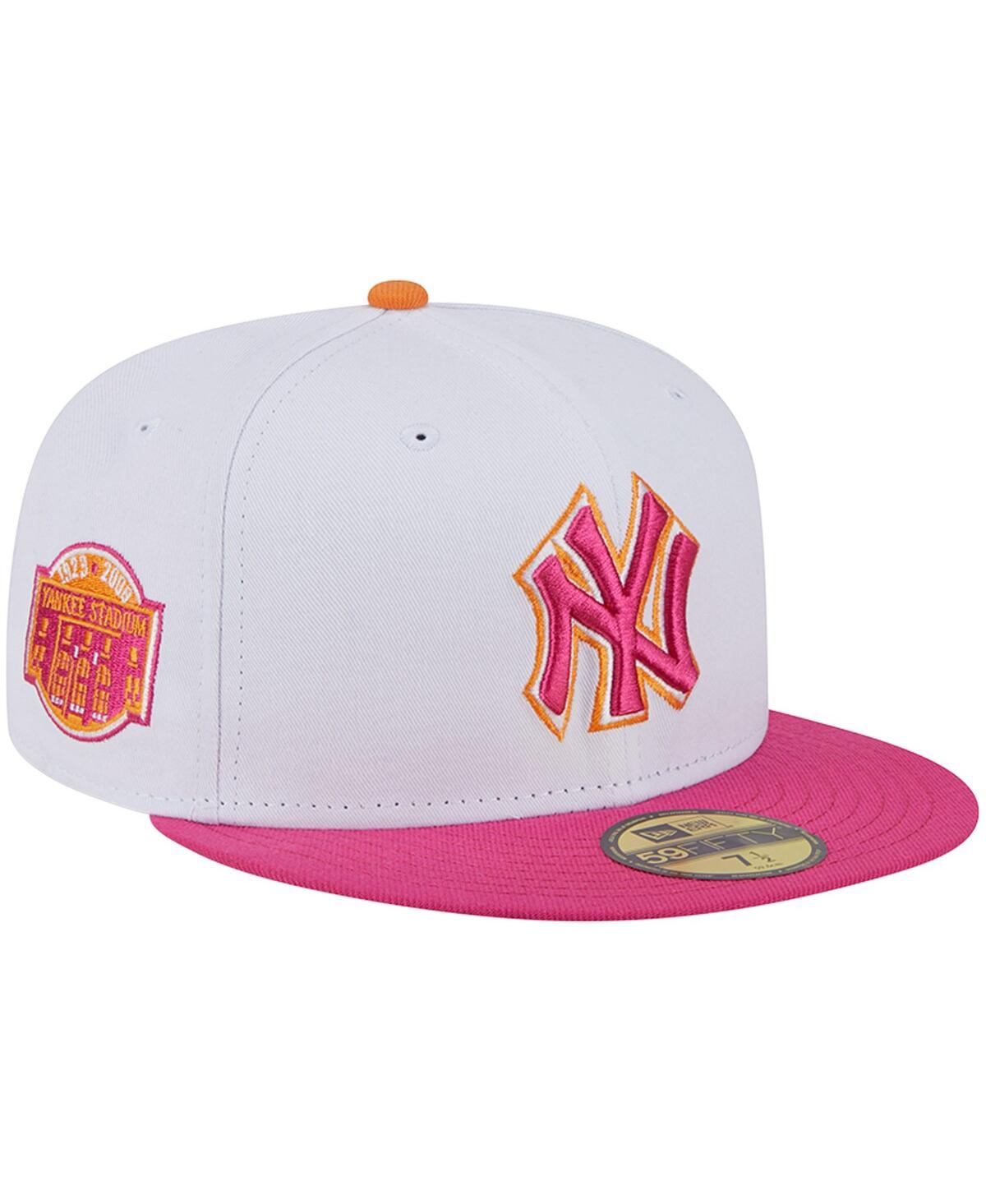 Shop New Era Men's  White, Pink New York Yankees Old Yankee Stadium 59fifty Fitted Hat In White,pink