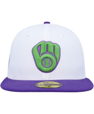 Men's White Milwaukee Brewers 50th Anniversary Side Patch 59FIFTY Fitted Hat