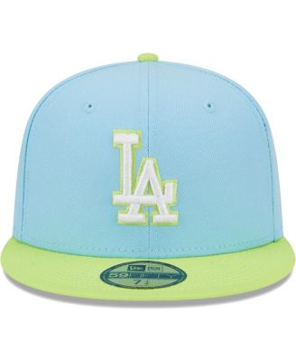Men's Light Blue, Neon Green Los Angeles Dodgers Spring Color Two-Tone 59FIFTY Fitted Hat