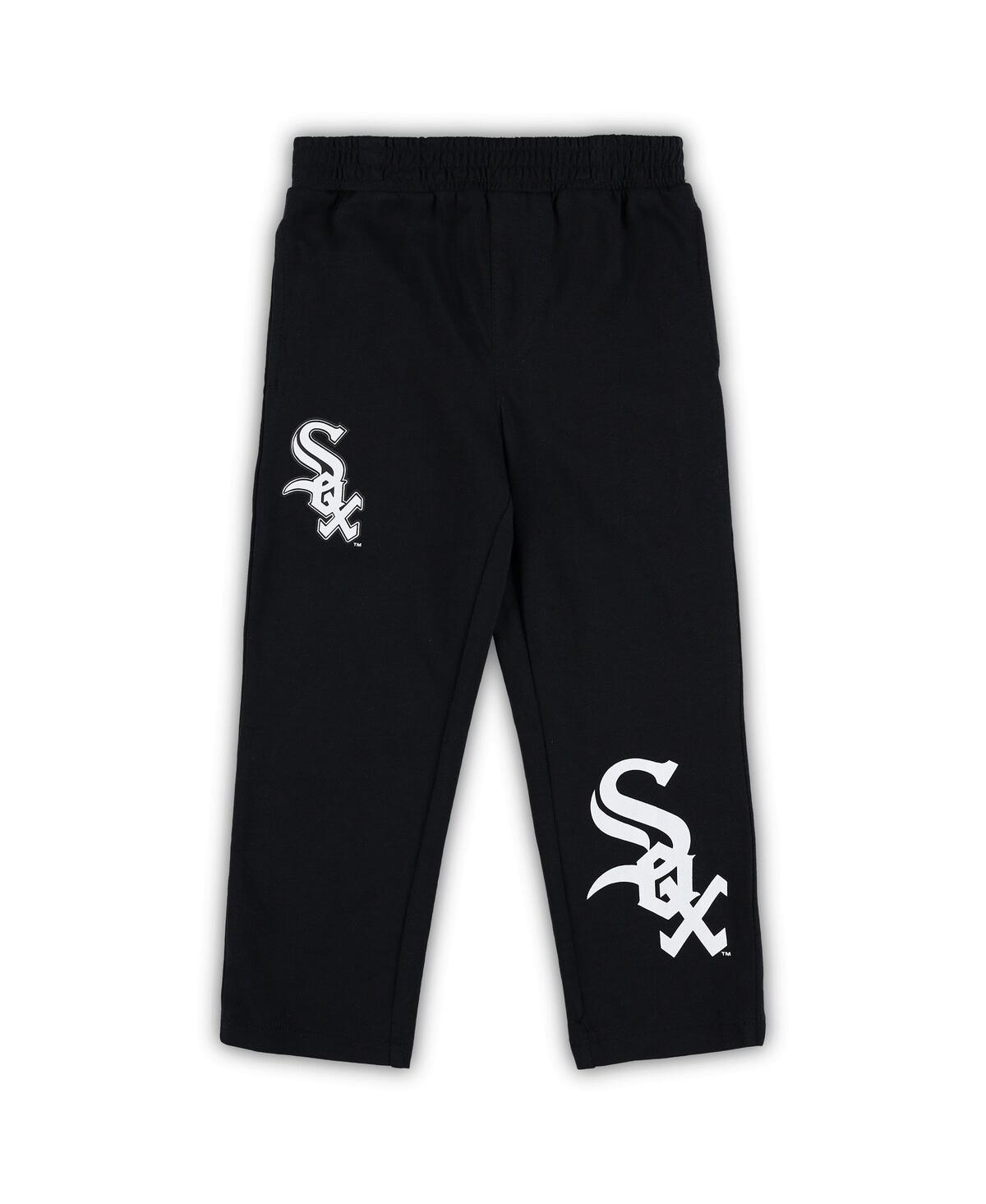 Outerstuff Toddler Boys And Girls Black, White Chicago White Sox Batters Box T-shirt And Pants Set In Black,white