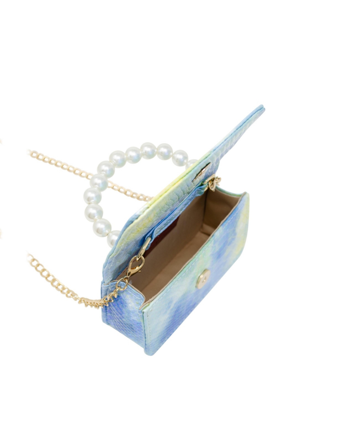 Tiny Treats GirlsTie Dye Crocodile Pearl Handle Handbag - Blue