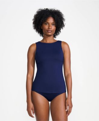 Women's D-Cup High Neck UPF 50 Sun Protection Modest Tankini Swimsuit Top