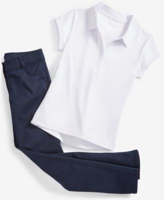 Big Girls Uniform Short Sleeve Performance Knit Polo Top