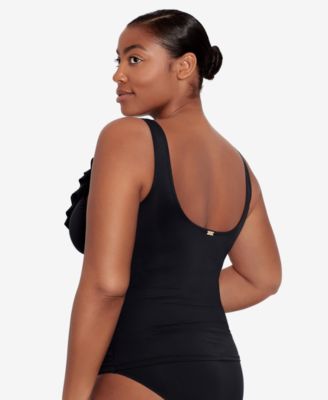 Beach Club Solid Ruffle Tankini Top