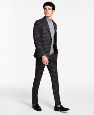 BAR III MENS SKINNY FIT CHECK SUIT JACKET PANTS CREATED FOR MACYS