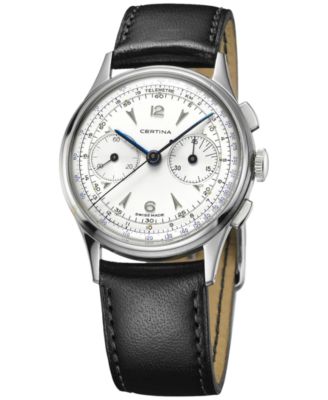 Men's Swiss Automatic Chronograph DS Black Leather Strap Watch 42mm