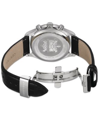 Men's Swiss Chronograph DS-8 Moon Phase Black Leather Strap Watch 42mm