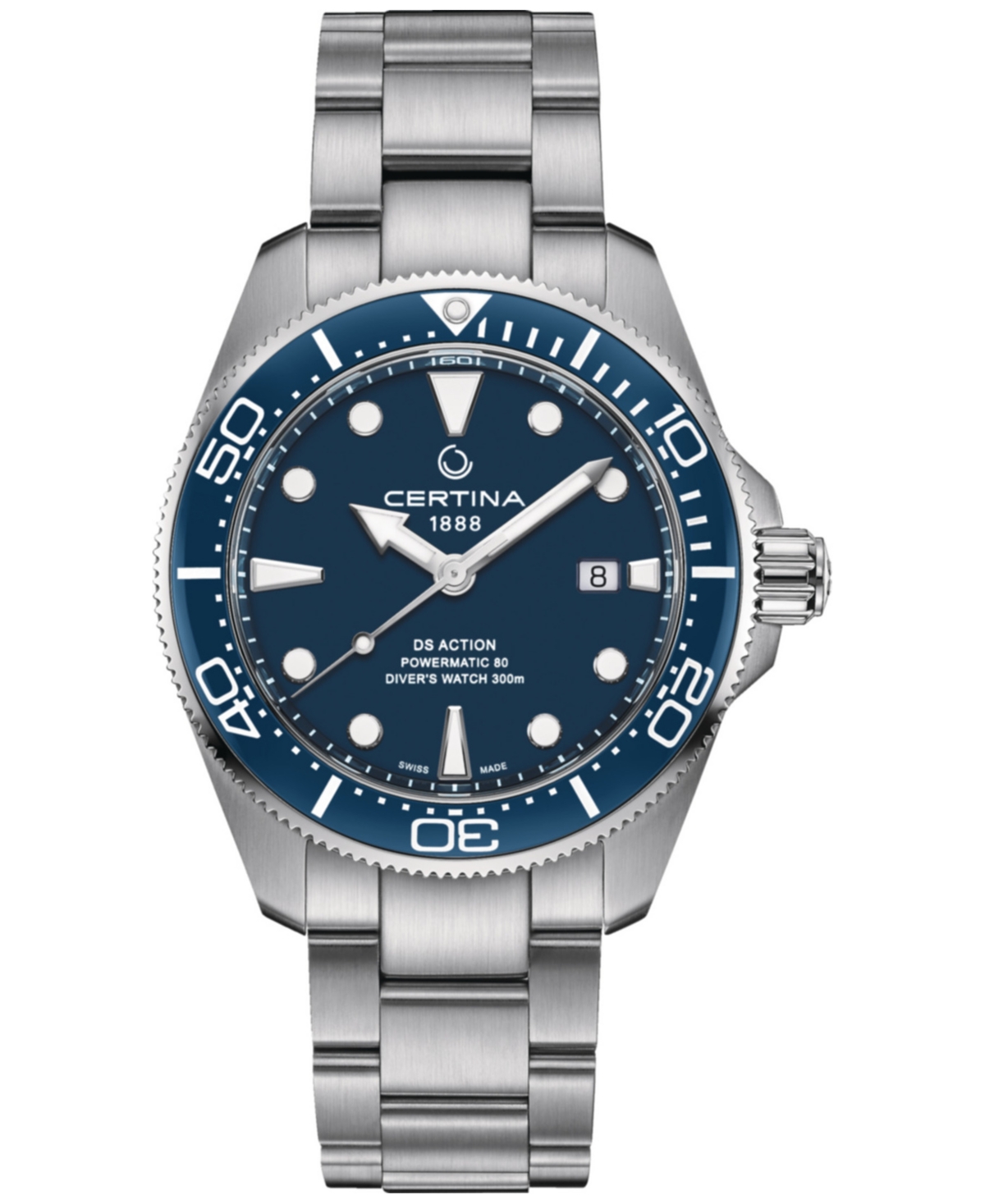 Certina Men's Swiss Automatic Ds Action Diver Stainless Steel Bracelet Watch 43mm In Blue