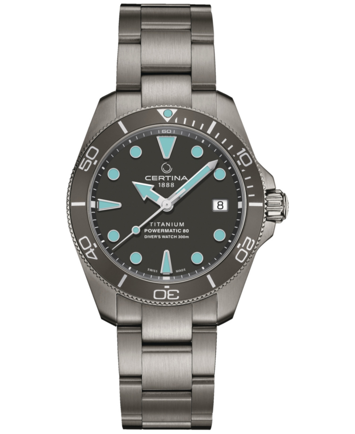 Certina Women's Swiss Automatic Ds Action Diver Titanium Bracelet Watch 38mm In Anthracite