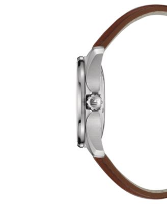 Men's Swiss Automatic DS Action Brown Leather Strap Watch 41mm