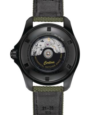 Men's Swiss Automatic DS Action GMT Green Synthetic Strap Watch 43mm