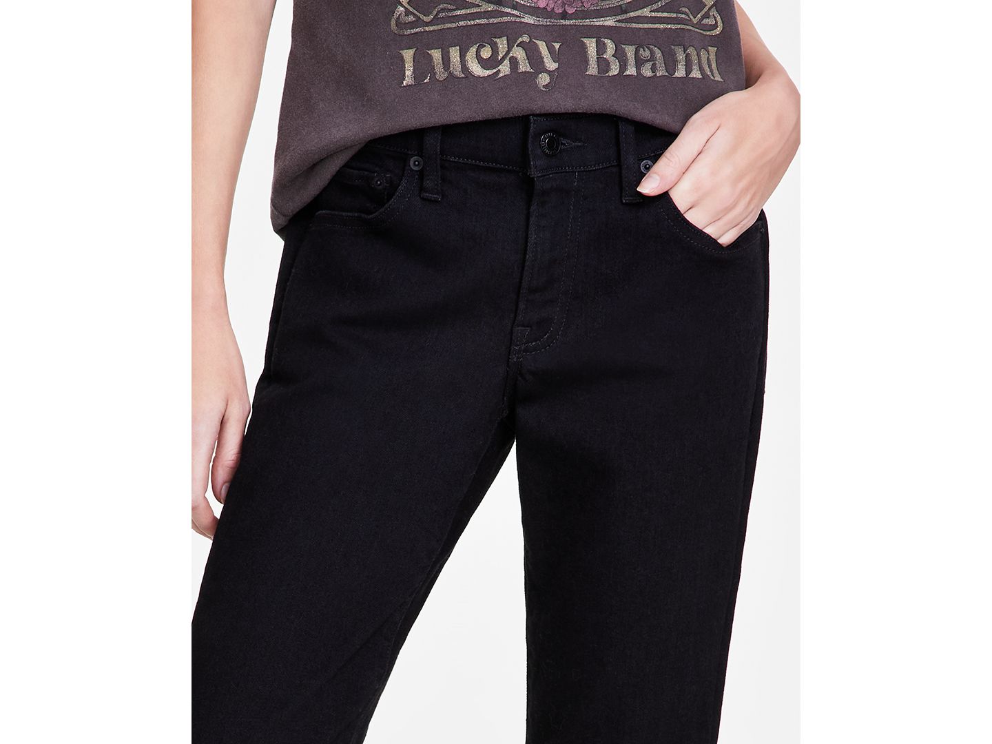 Женские джинсы Lucky Brand Sweet Straight Leg, цвет: Чёрный — фото 6