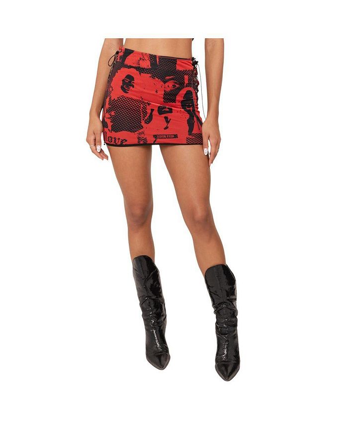 Edikted Women's Pop Art Mesh Mini Skirt Macy's