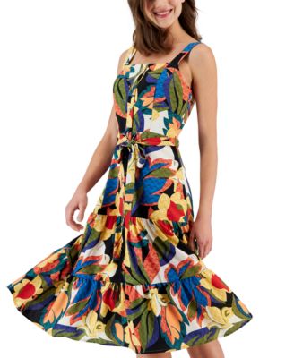 Tahari ASL - Women's Square-Neck Sleeveless Midi Dress