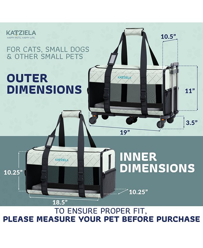 Katziela QUILTED CHARIOT PRO PET CARRIER WITH REMOVABLE WHEELS AND