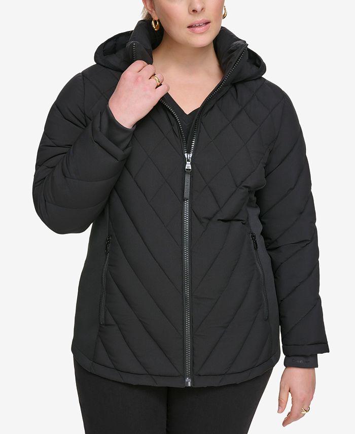 Calvin Klein Plus Size Hooded Packable Puffer Coat, Created for Macy's ...