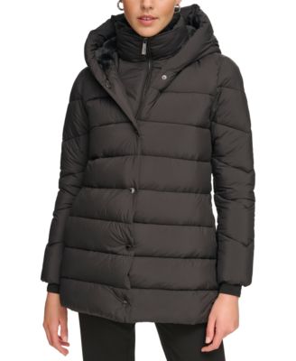 Calvin Klein Women s Bibbed Hooded Puffer Coat Created for Macy s Macy s