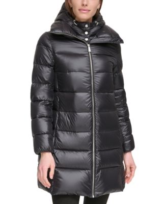 Calvin Klein Women s Shine Bibbed Hooded Packable Puffer Coat Created for Macy s Macy s