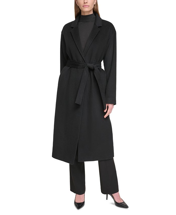 Calvin Klein Women's Single-Breasted Cashmere Blend Wrap Coat - Macy's