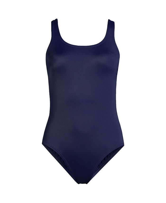 Lands' End Women's Chlorine Resistant High Leg Soft Cup Tugless Sporty