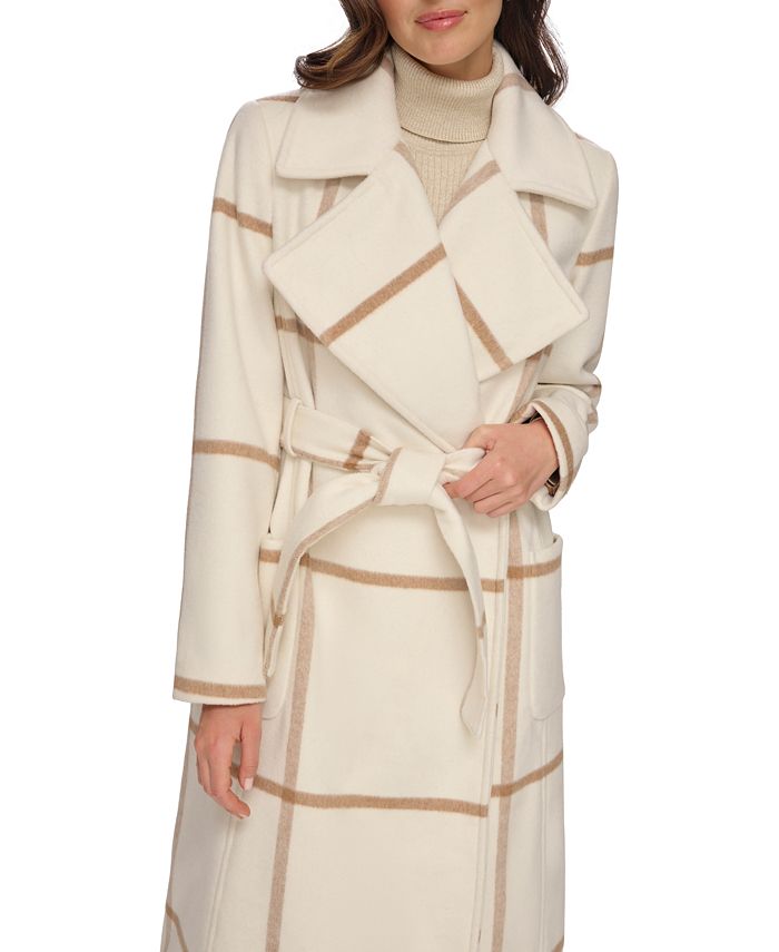 DKNY Women s Plaid Maxi Wool Blend Coat Macy s