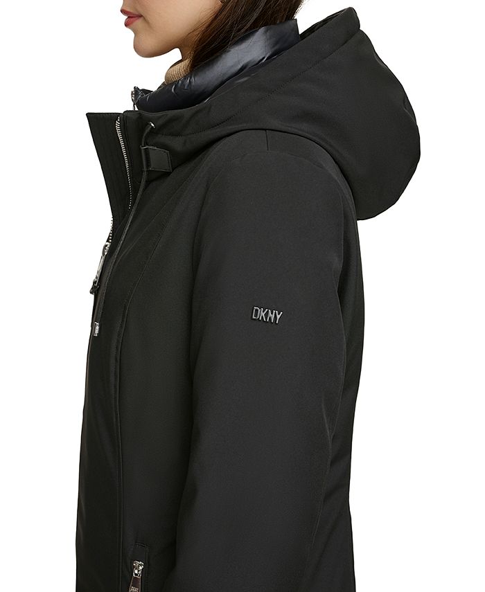 Dkny Women's Hooded Bibbed Zip-Front Puffer Coat