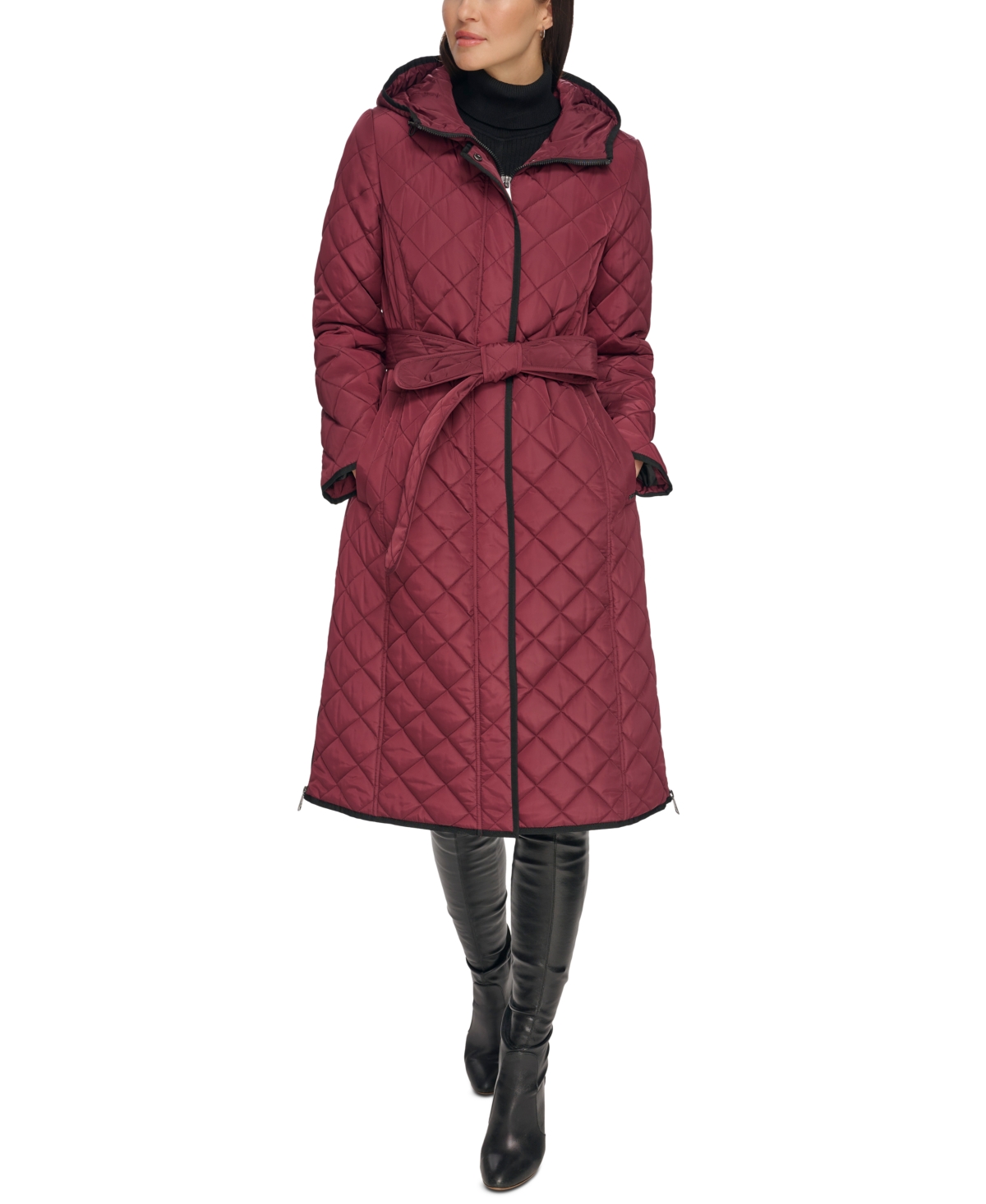 Dkny burgundy coat online