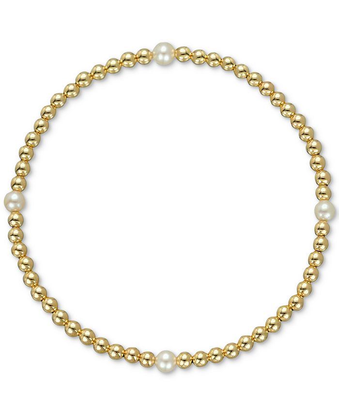 Zoe Lev Freshwater Pearl 3mm Polished Bead Stretch Bracelet in