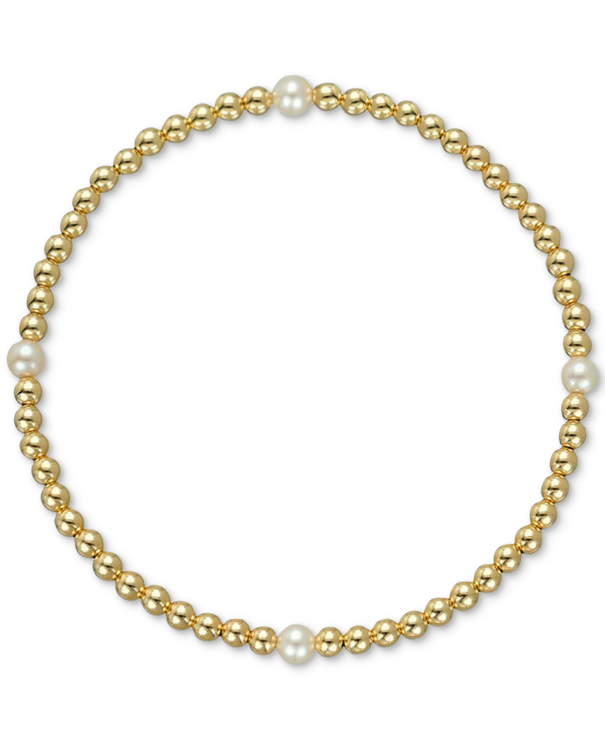 Zoe Lev 14k Yellow Gold Cultured Freshwater Pearl Station Beaded Stretch Bracelet