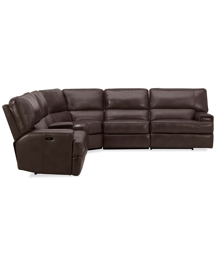Furniture Binardo 136" 6 Pc Zero Gravity Leather Sectional with 2 Power