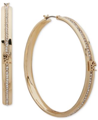 Karl Lagerfeld Paris Gold-Tone Medium Logo Pave Color Hoop Earrings 18 - Gold 18$