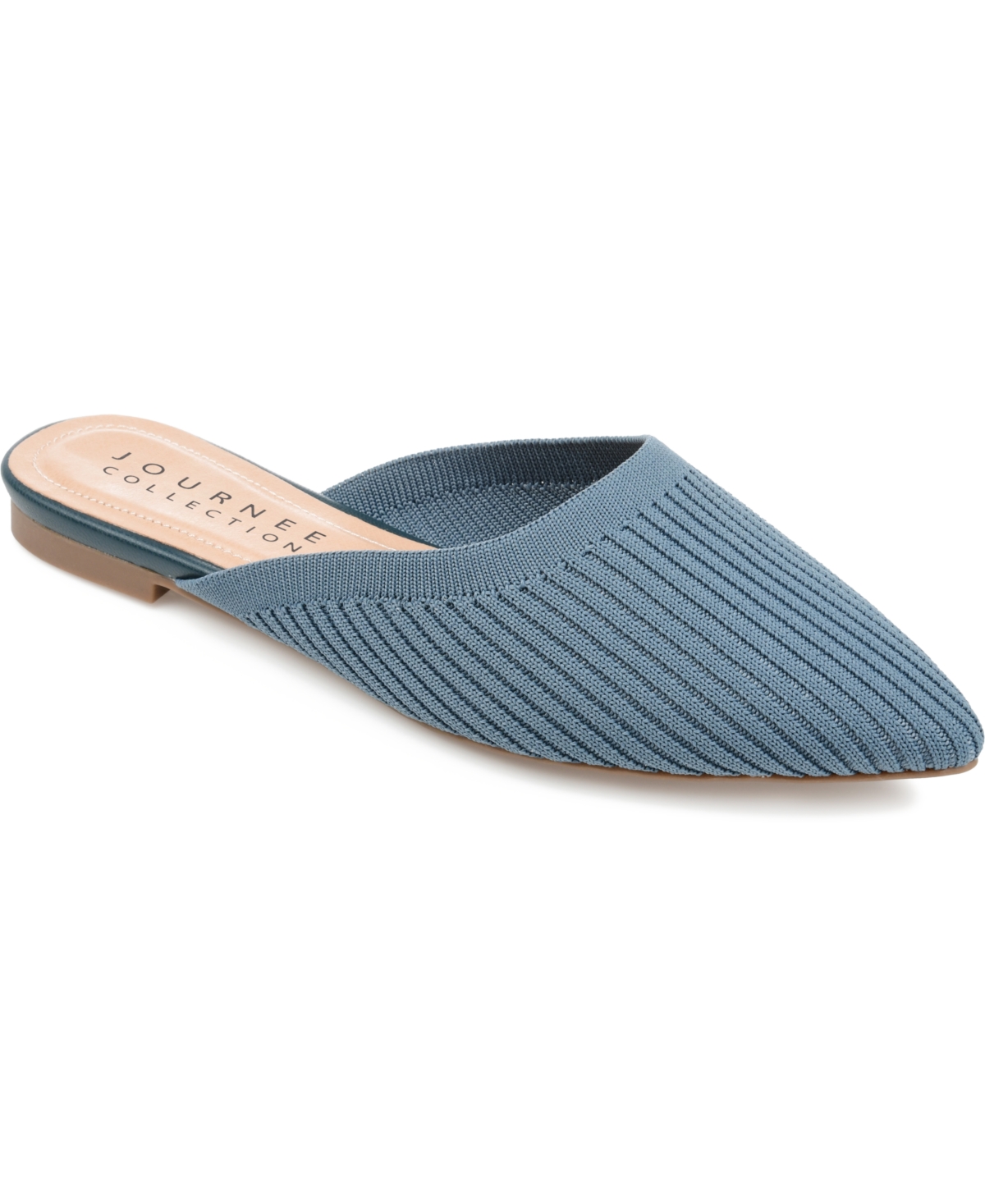 Shop Journee Collection Women's Aniee Knit Mules In Blue- Knit Fabric
