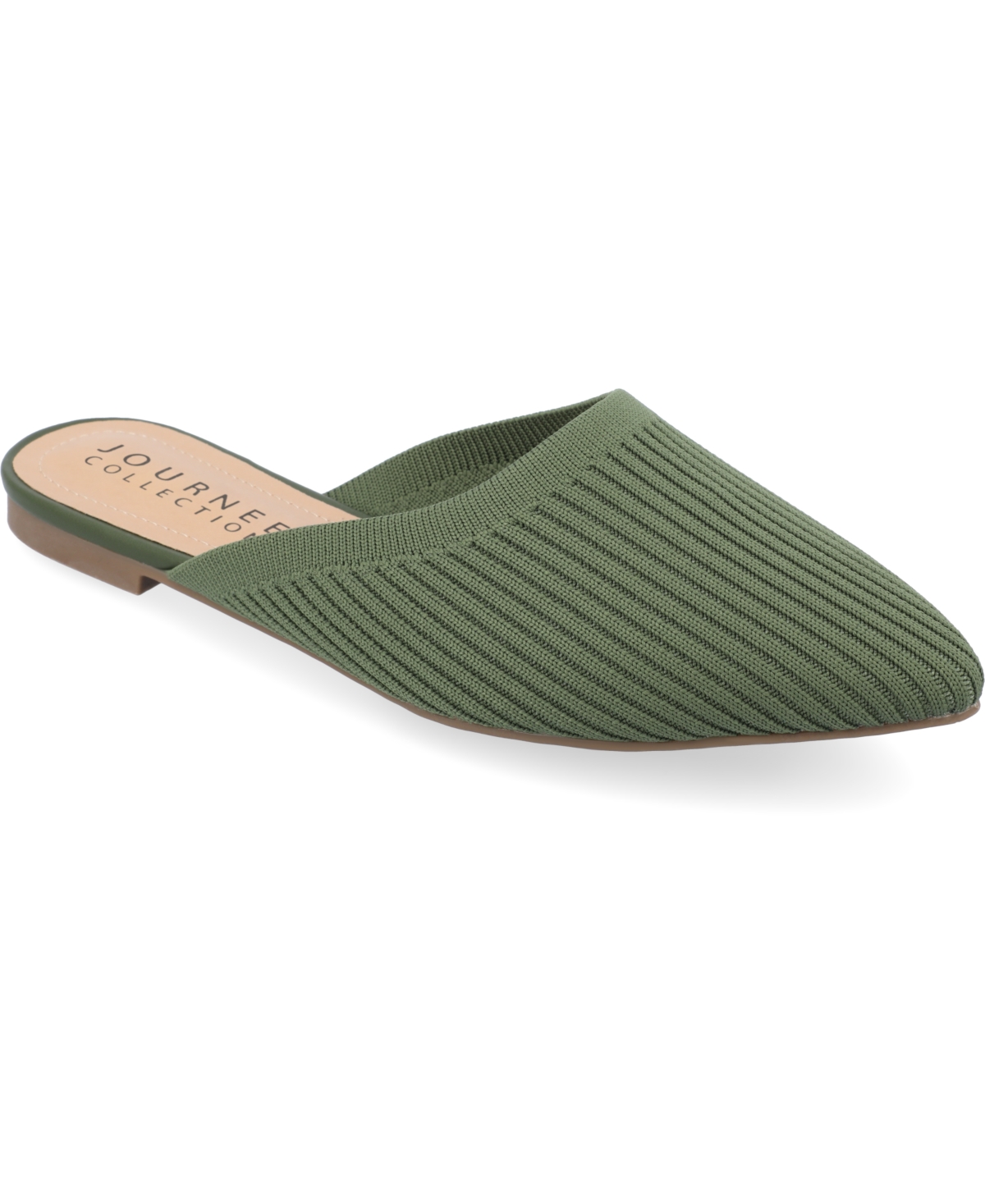 Shop Journee Collection Women's Aniee Knit Mules In Olive- Knit Fabric
