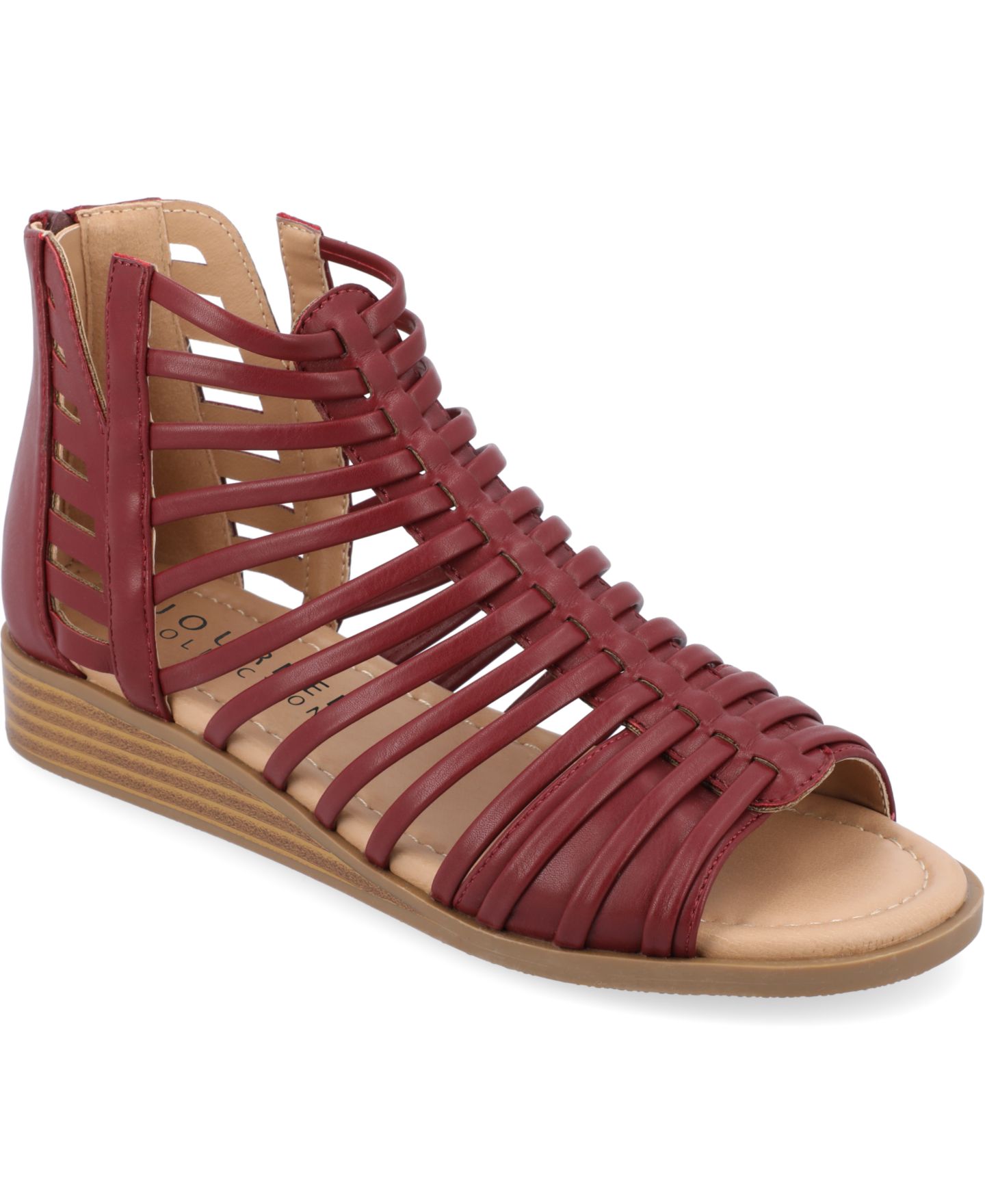 Женские сандалии Journee Collection Delilah Gladiator Sliver Wedge, цвет: Винный — фото 1