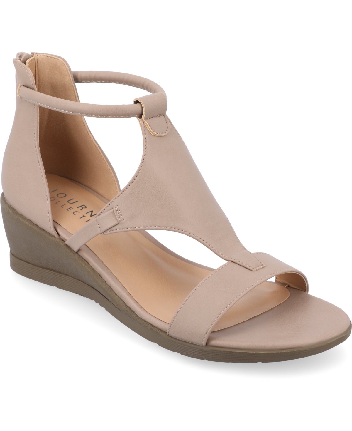 Shop Journee Collection Women's Trayle Wedge Sandals In Taupe