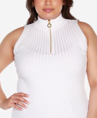 Black Label Plus Size Sleeveless Quarter Zip Sweater
