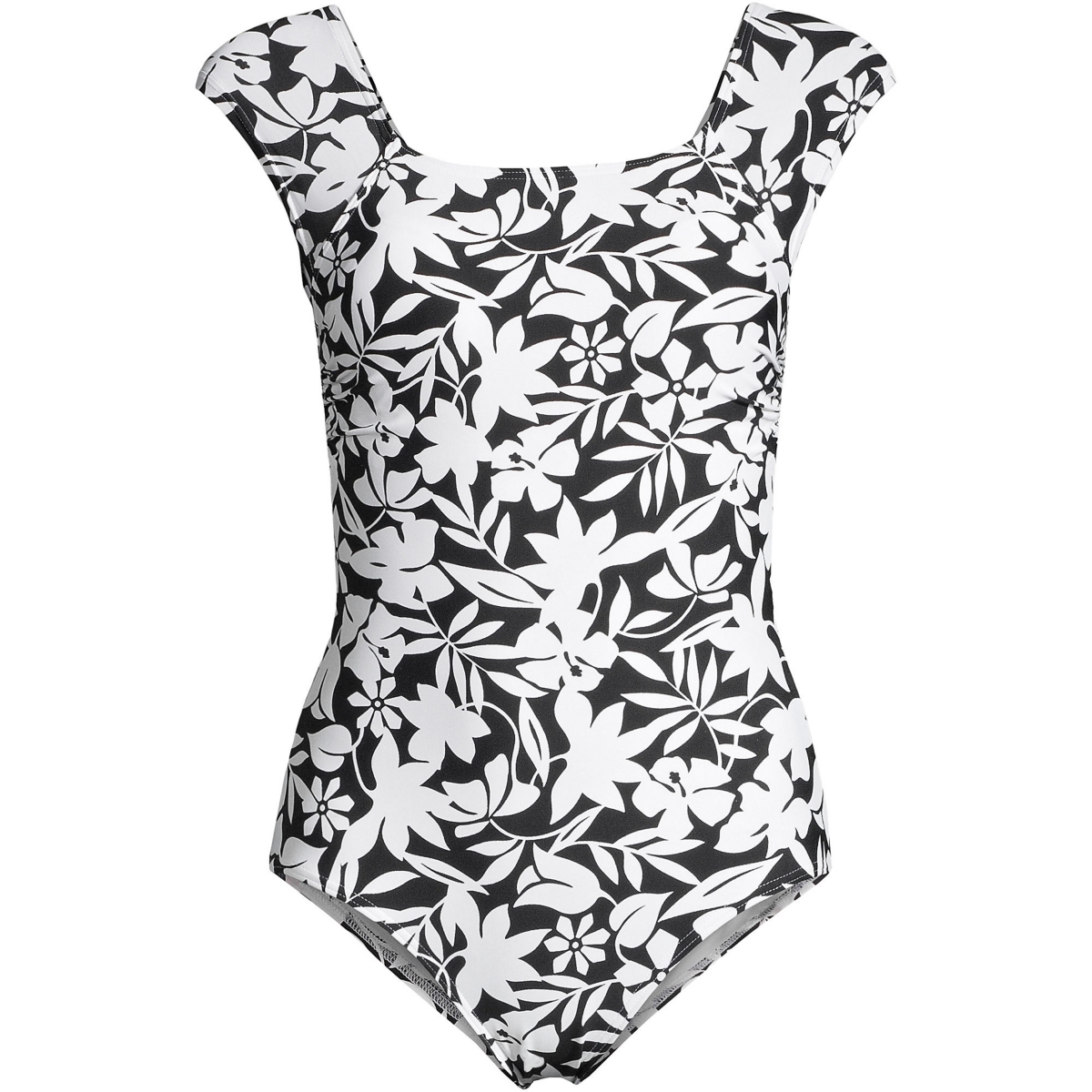 Lands' End Women's D-Cup Tummy Control Cap Sleeve X-Back One Piece Swimsuit