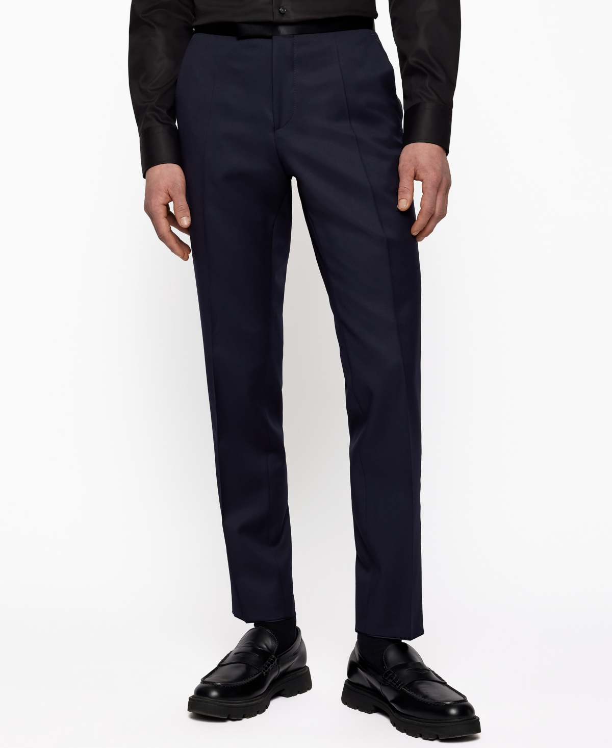 Hugo Boss Boss By  Men's Slim-fit Tuxedo Trousers In Dark Blue