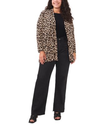 Vince Camuto Trendy Plus Size Leopard-Print Cardigan