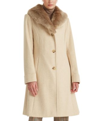 Lauren Ralph Lauren Petite Faux Fur Collar Coat Macy s